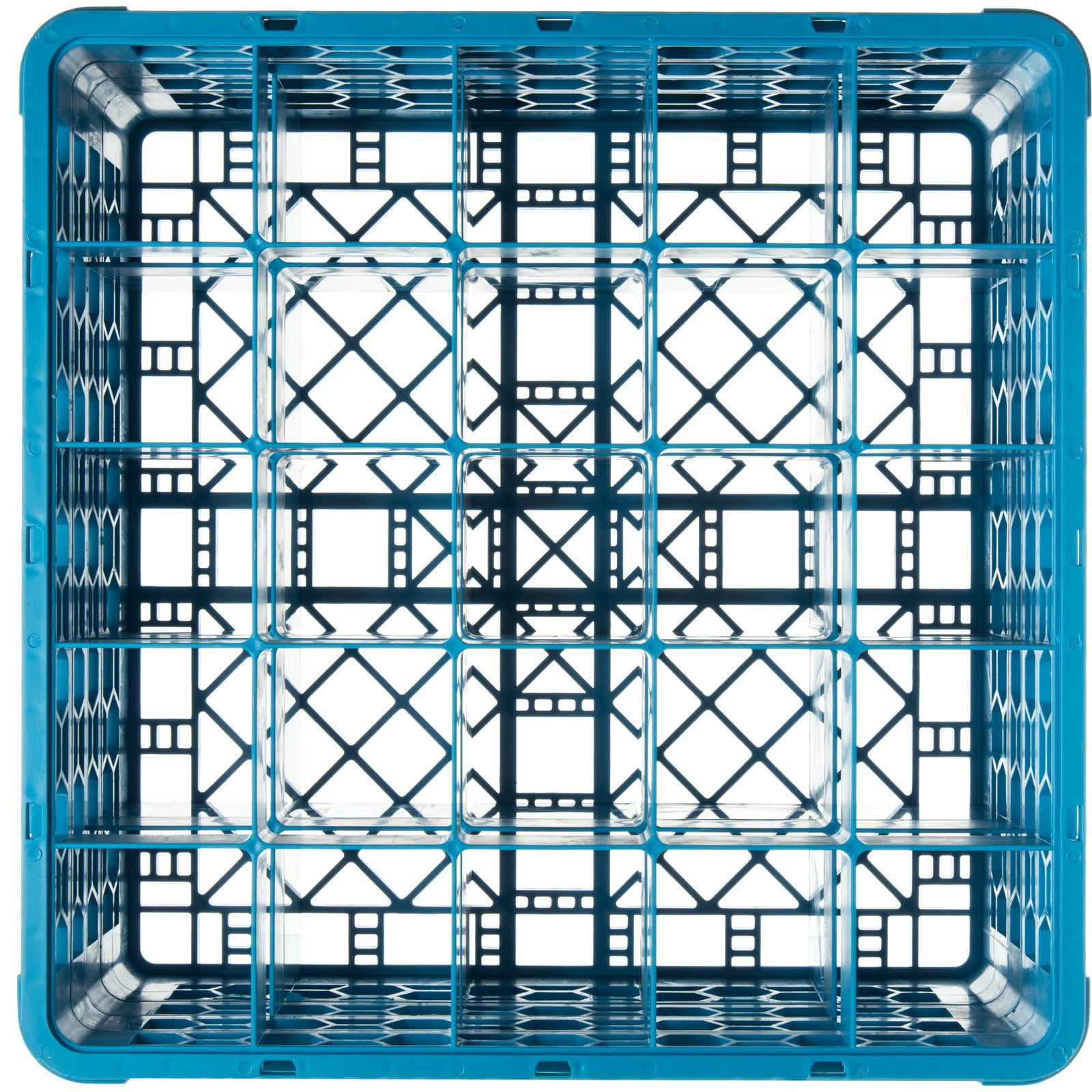 Carlisle OptiClean 25-Compartment Divided Glass Rack with 3 Extenders, 8.72", Carlisle Blue