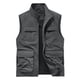 thumbnail image 2 of pstuiky Camisetas sin mangas para hombre, Chaqueta de trabajo sin mangas con cuello alto, bolsillos múltiples y cremallera para hombre Chaleco para hombre m, 2 of 9