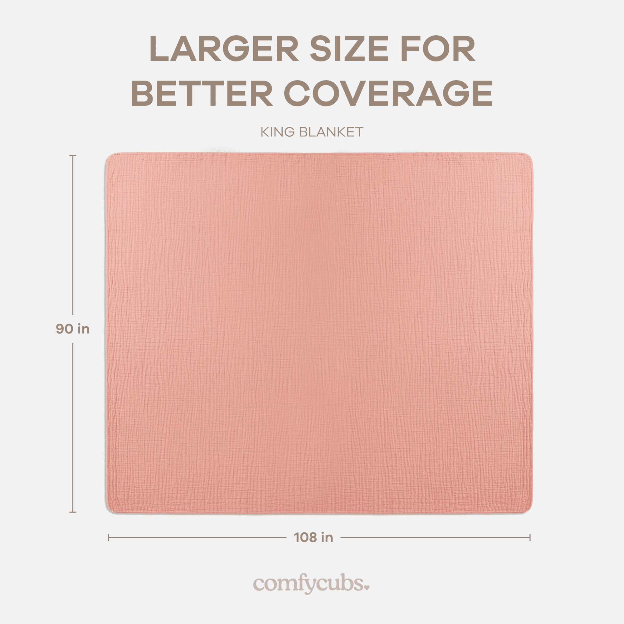 Comfy Cubs Muslin Blanket, Large 108” x 90”, 6 Layer Cooling Cotton Softness (Bold Blush, King)