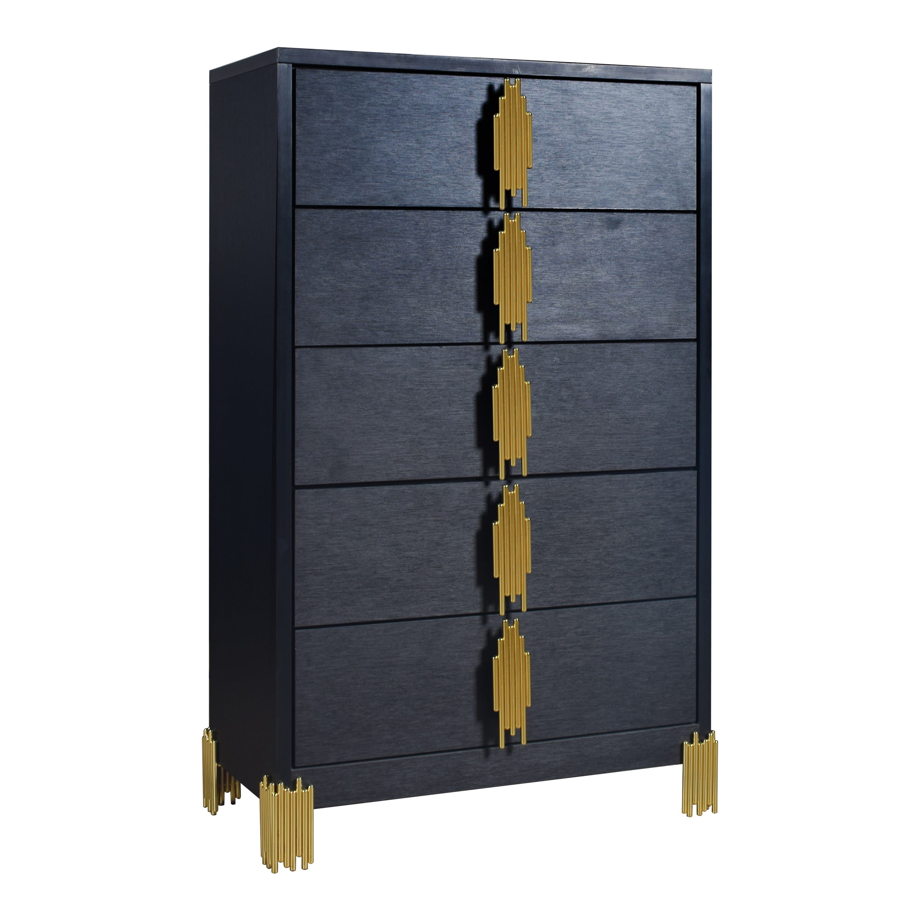 Lea 48 Inch Tall Dresser Chest, 5 Gliding Drawers, Wooden Bun Feet, White -  Walmart.com