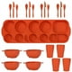 thumbnail image 1 of Nvzi 24Pcs Wheat Straw Dinnerware Cutlery Sets, Divided Plates Unbreakable Bowl Microwave Dishwasher Safe Tableware Cutlery -Orange, 1 of 4