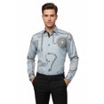 thumbnail image 3 of Men Sports Shirt by DE-NIKO Long Sleeves Fashion Print Soft Modal 2F008 Gray, 3 of 9