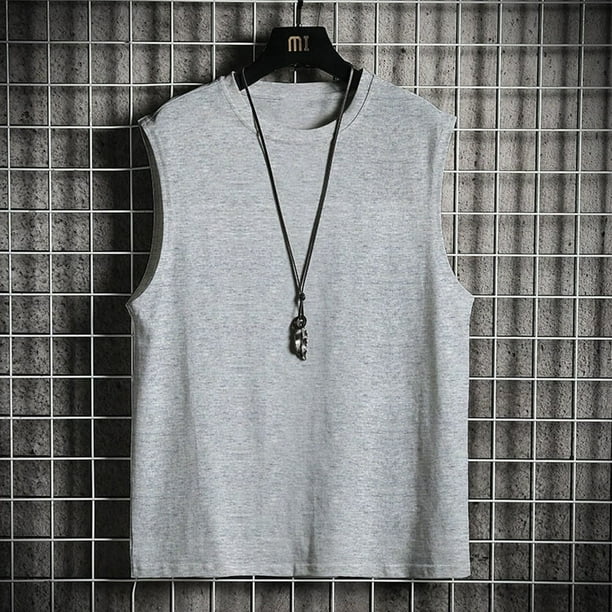 Camiseta sin mangas Fule para hombre, estilo musculoso, lisa, sin mangas, para gimnasio, de verano