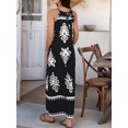 thumbnail image 6 of Summer Dress for Women 2025 Floral Sundress Spaghetti Strap Flowy Beach Vacation Boho Maxi Dresses Black XL, 6 of 7