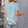 thumbnail image 7 of JTZGDY Floral Shirts for Women Loose Fit Vintage Graphic Summer Short Sleeve Henley Tops Trendy Oversized Dressy Casual Flowy Tunic Blouse to Hide Belly for Leggings Light Blue M, 7 of 7