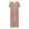 thumbnail image 4 of Dasayo Night Gowns for Women Zip up Long Fall Sleep Dresses Side Split Striped Sleepwear Gowns for Women Sleepwear L, 4 of 7
