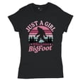 thumbnail image 5 of Just a Girl Who Loves Bigfoot T-Shirt Sasquatch Fan Cryptid Cute Gift Vintage Sunset Wildlife Camping Women's Tee, 5 of 7
