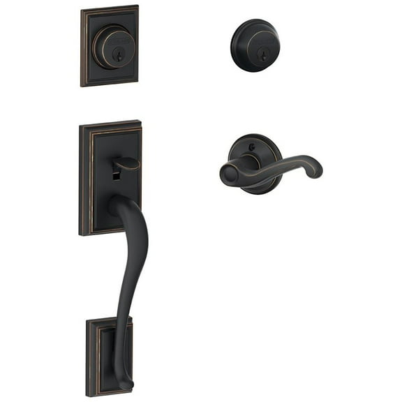 Schlage F62-Add-Fla-Rh Right Handed Double Cylinder Addison Handleset - Bronze