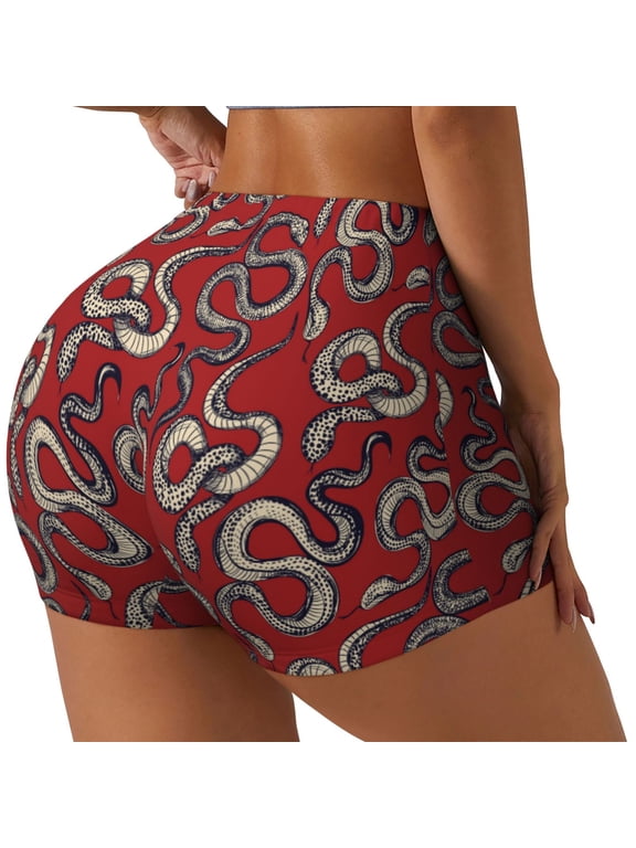 Picia Snake Printed Workout Shorts for Women Seamless Scrunch Butt Lifting High Waisted Yoga Gym Booty Running Moisture-wicking Short Pants-Small