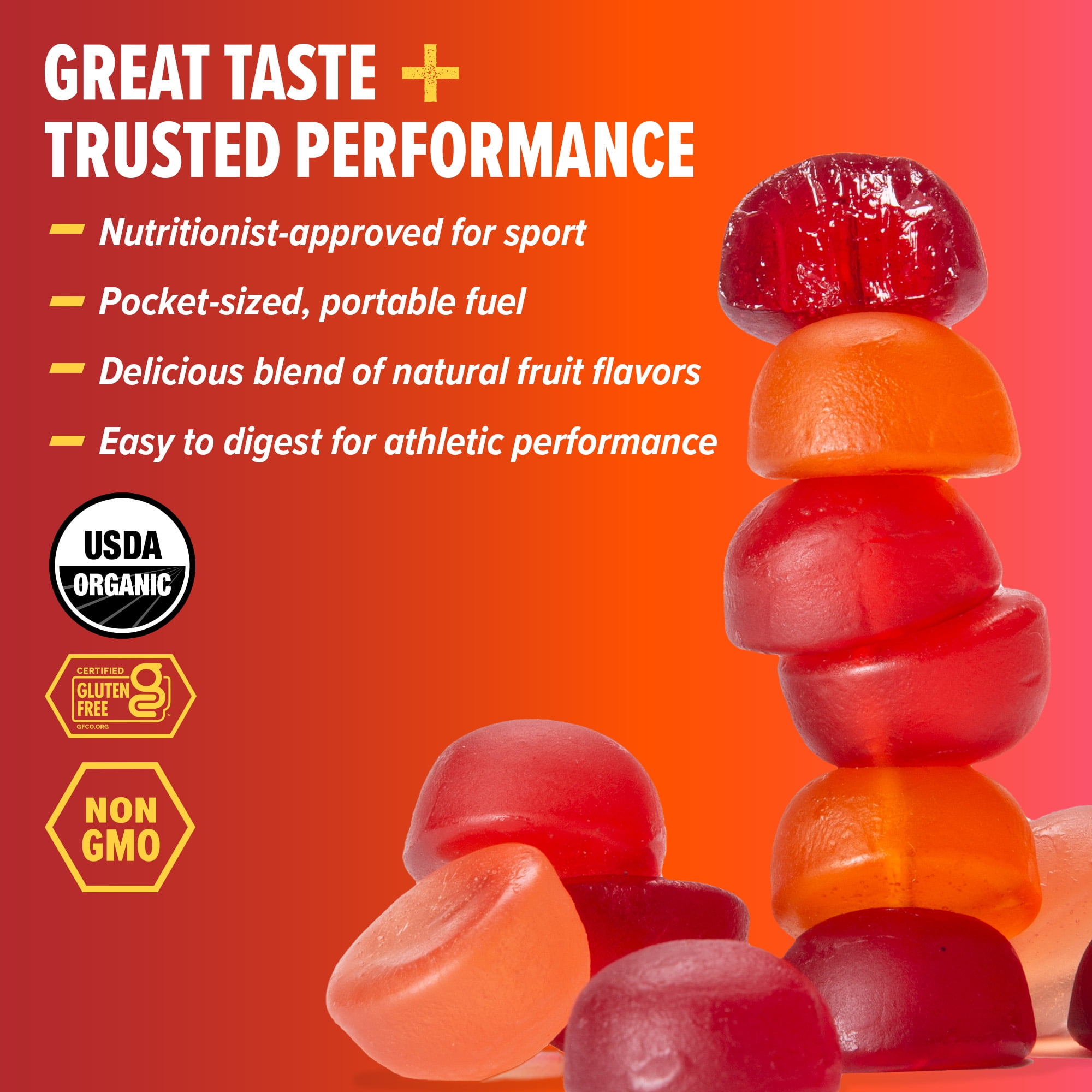 (4 pack) Honey Stinger Organic Gluten-Free Energy Chew, Fruit Smoothie, 4 Count Box