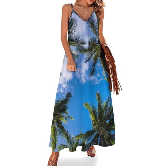 Nuevo vestido sin mangas de árbol de coco, vestido de verano para mujer , vestidos largos con velo