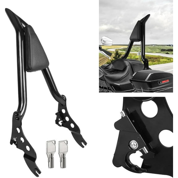 Detachable Passenger Backrest Sissy Bar With Locked Rotary Docking Latches Clips With Keys Compatible With For Harley Touring Road King Street Glide Electra Glide Road Glide 2009-2024