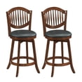 thumbnail image 1 of Costway Swivel Bar Stools Set of 2, 25" Counter Height Barstools with Backrest & Wood Frame, 1 of 8
