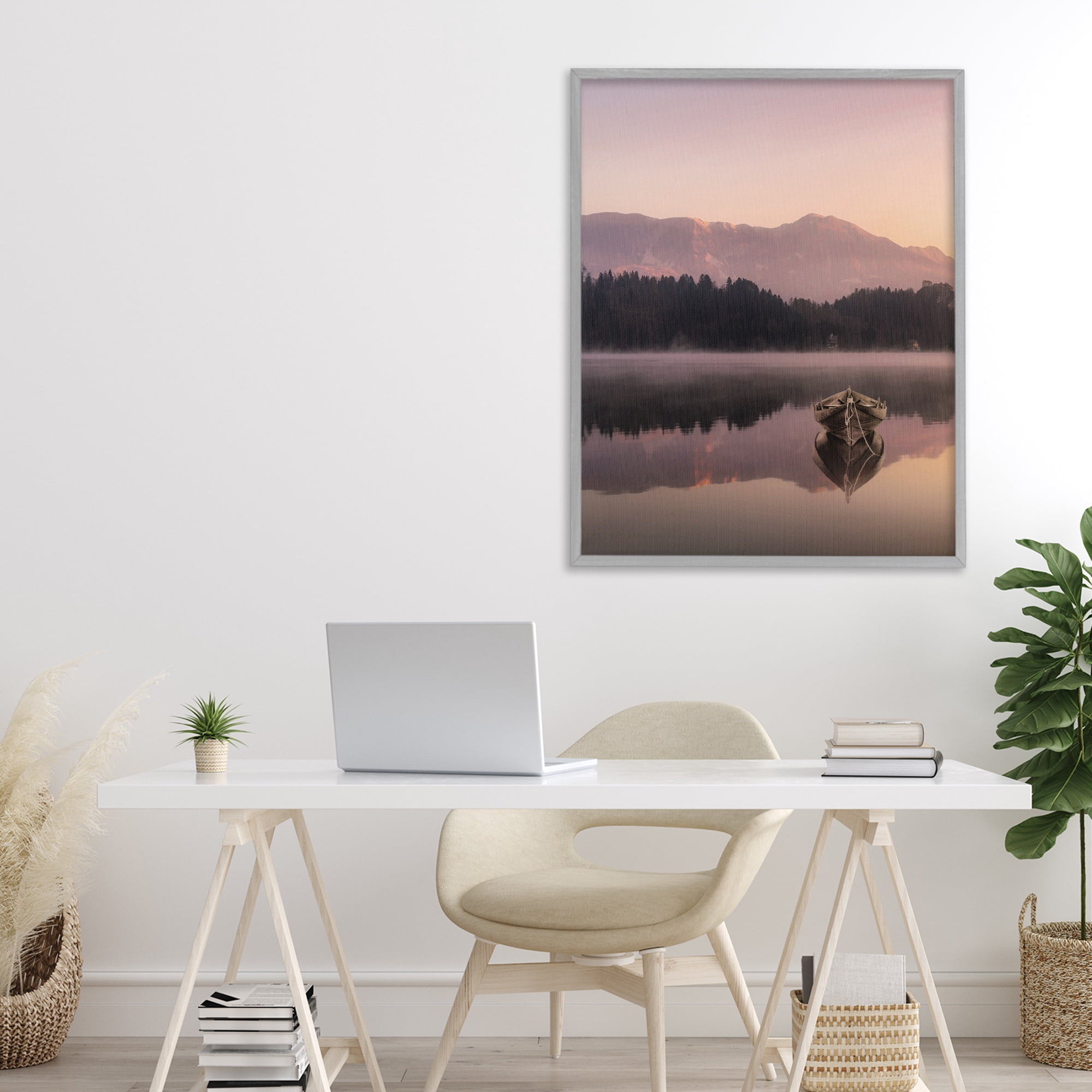 Stupell Industries Tranquil Lake Sunsets Gray Framed Giclee Art, design by Marcus Prime