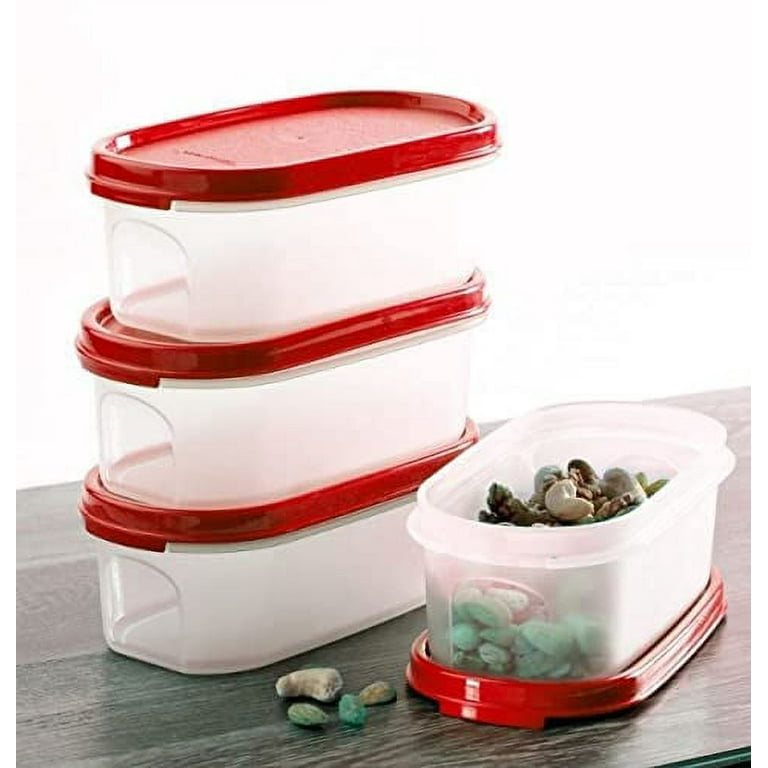 Tupperware Storage Set Oval w/ Red Lids Interchangeable 2 to 9.75 Cup  Stackable