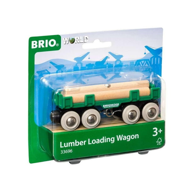 Set de tren de juguete BRIO World Lumber Loading Wagon 33696, color verde