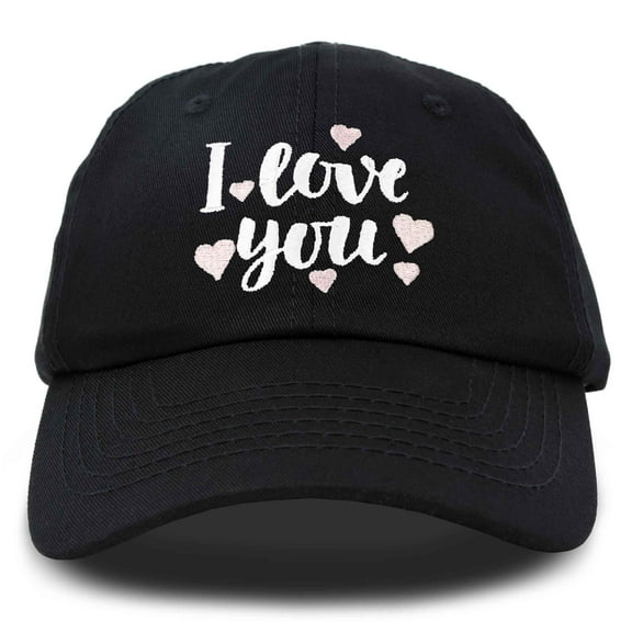 DALIX Cute Hearts I Love You Hat Womens Embroidered Baseball Cap in Black