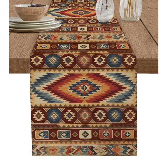 Boanket Retro Southwest Table Runner - 70 Inch Long, Kitchen Dining Table Runner Dresser Scarves, Boho Aztec Tribal Abstract Geometric Farmhouse Decor for Coffee Tables Wedding Party Banquet