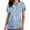 Light Blue, variant on FAFWYP Scrubs for Women, Flower Print Scrubs Tops Summer Short Sleeve V Neck Nursing Workwear Working Uniform Blouses with Pockets