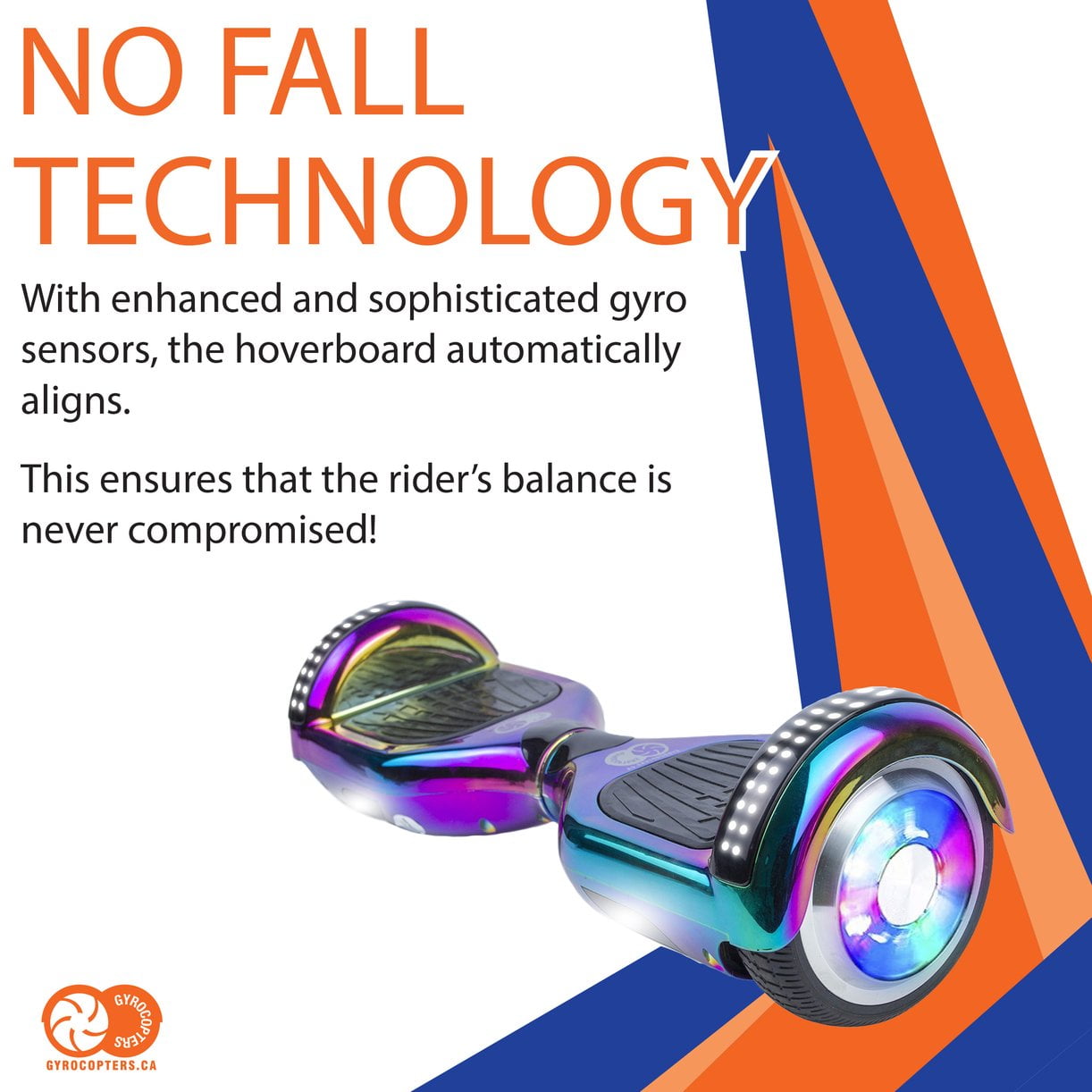 Gyrocopters PRO 4.0 Hoverboard with Bluetooth Speaker APP LED Lights UL2272 Certified Chrome Rainbow Walmart