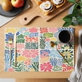 thumbnail image 2 of Abstract Spring Flower Placemats Set&nbsp;of&nbsp;6 Retro Colorful Simple Print Heat Insulation Washable Place Mats, Non-Slip Table Mats for Dining Table Party Kitchen Decor,13x19 Inch, 2 of 9