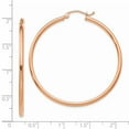 thumbnail image 3 of Real 14kt Rose Gold Polished 2mm Lightweight Tube Hoop Earrings; for Adults and Teens; for Women and Men, 3 of 3