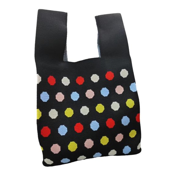 Knitted Shoulder Wrist Bag Purse Underarm Bag for Beach Party Festivals Gift Black