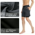 thumbnail image 3 of yeacher Men's High-Performance Double Layer Training Shorts - Breathable, Stretchable, Quick-Dry for Basketball & Running - Grey, Size L (EU), 3 of 6