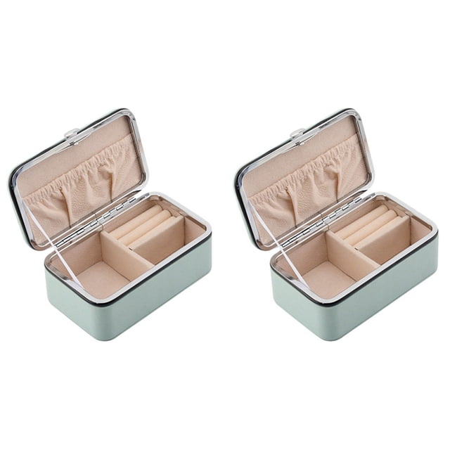 2X Organizador de Joyas Exhibidor Caja de Joyería de Viaje Cajas Caja de Joyería Portátil Rejillas de de PU Collar de Almacenamiento Pendientes Caja