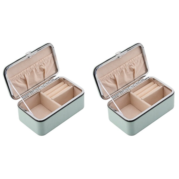 2X Organizador de Joyas Exhibidor Caja de Joyería de Viaje Cajas Caja de Joyería Portátil Rejillas de de PU Collar de Almacenamiento Pendientes Caja