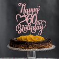 thumbnail image 4 of Cake Topper AROKIPPRY con brillo rosa dorado para 60.º cumpleaños, 4 of 7