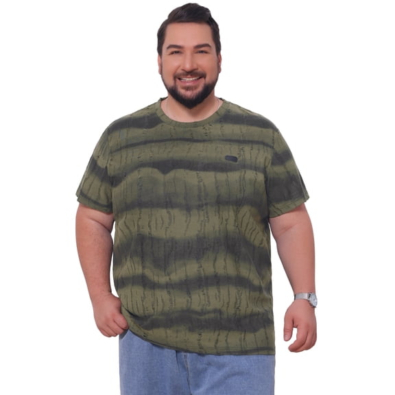 DARING DIVA Men's Big Tall Tie-Dye Crew Neck Short Sleeve T-Shirts XL Olive Green