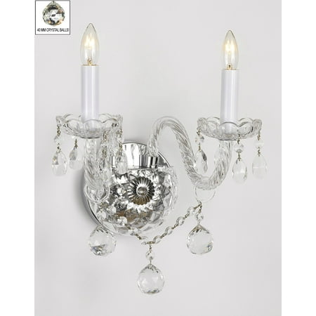 Schonbek Crystal Sconce - Murano Venetian Style All Crystal Wall Sconce With Crystal Balls!