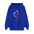 thumbnail image 2 of 50% Clearance!Womens Fashion Plus Size Sawvnm Women's Comfortable Sweater Heart Pattern Printed Women's Hooded Pocket Drawstring Sweater For Women Blue M, 2 of 4
