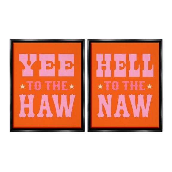 Stupell Industries Funny Cowgirl Phrases Typography Painting Black Floater Framed Canvas Art Print Wall Art, 25 x 31, Set of 2