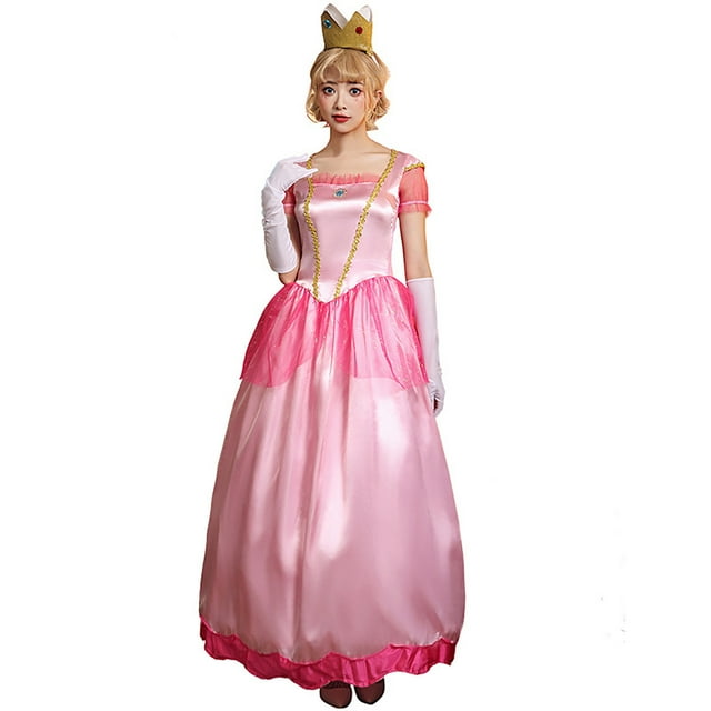 Mujer moda Halloween Color sólido manga corta Rosa princesa Cosplay disfraces vestido Fridja bnh7123
