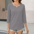 thumbnail image 4 of Women's 3/4 Length Sleeve Tops Square V Notched Neck Shirts Casual Solid Color Breathable Comfortable Blouses, 4 of 4