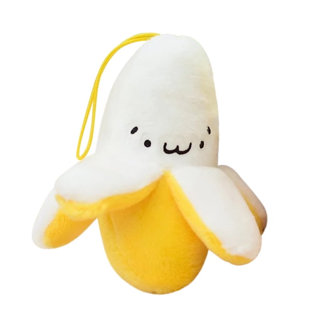 Mochila con colgante de peluche de plátano amarillo, accesorios, lindos plátanos de peluche pequeños, juguetes, muñecos suaves, regalo