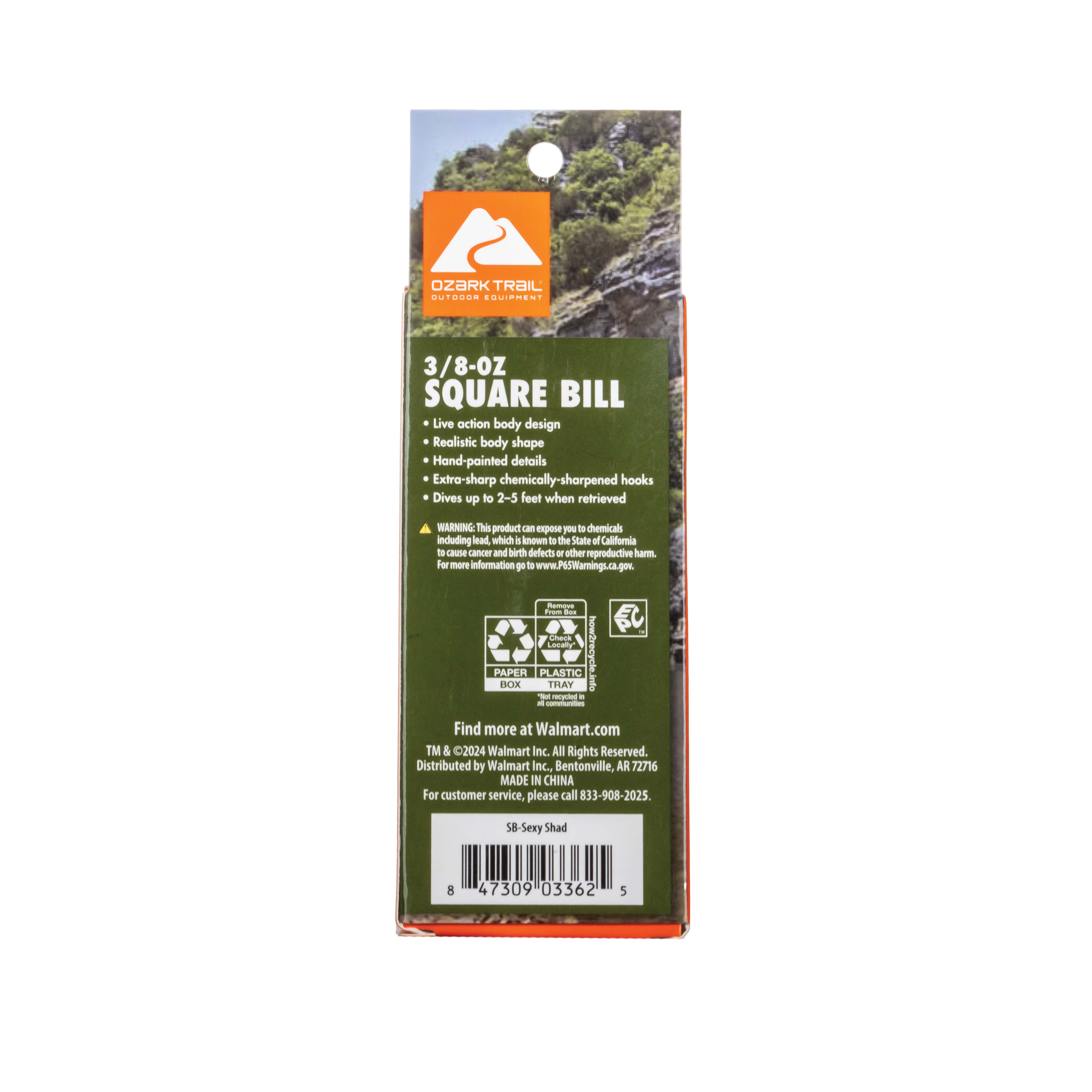 (2 pack) Ozark Trail Freshwater Squarebill Fishing Lure, Sexy Shad, 3/8 oz