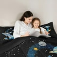 thumbnail image 4 of jejeloiu Boys Personalized Gifts 7pcs Bedding Comforter Set,Watercolor Letter Q Queen Bedding Sets,Outer Space Theme Queen Sheet Sets For Boy,Lightweight Room Decoration Reversible, 4 of 8