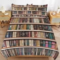 thumbnail image 6 of 3 Pcs Soft Bedding Set, Includes 1 Duvet Cover with Zipper And 2 Pillow Shams,3D Wooden Bookshelf Print Queen(90"×90"), 6 of 8