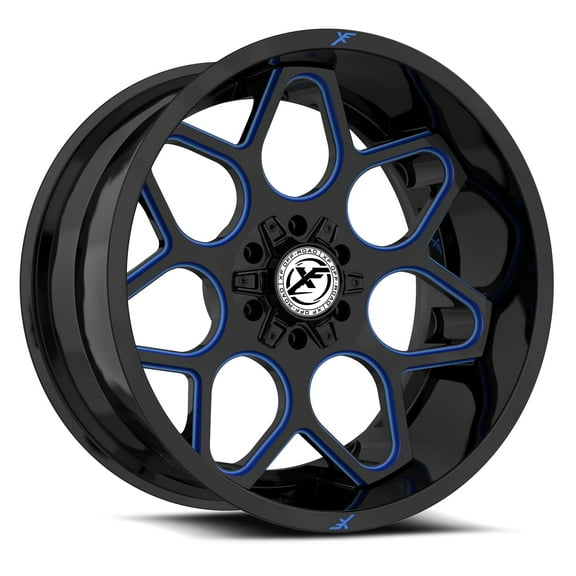 20x10 XF Off-Road XF-233 Gloss Black & Blue Milled Wheel 5x5/5x5.5 (-24mm)