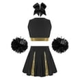 thumbnail image 2 of Aislor Kids Girls Sequins Crop Top with Pleated Mini Skirt for Cheerleading Dancing Performance Size 6-16 A Black 16, 2 of 7