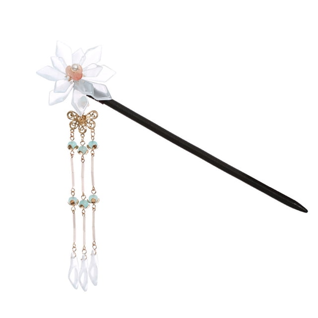 Natural Ebony Hair Stick Tassel Hair Bot Holder Flow Pein Chopstick Decor