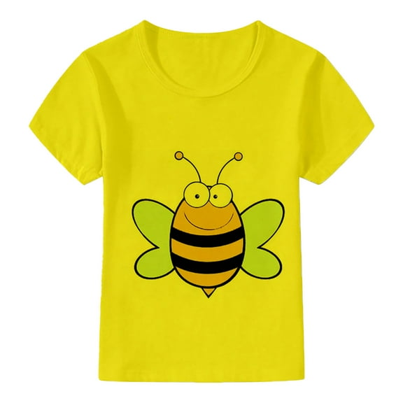 Hiijoy Toddler Girls T Shirt Cartoon Bee Print Short Sleeved T-Shirt Casual Loose Tshirt