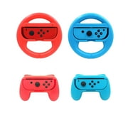 Beastron Racing Games Steering Wheel & Grips compatible with Switch Mario Kart, Joy-Con Steering Wheel & Grips, Red & Blue 4 Pack