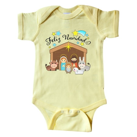 

Inktastic Feliz Navidad Cute Nativity Scene Gift Baby Boy or Baby Girl Bodysuit