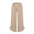 thumbnail image 3 of RUTAYY Women's Pants High Waist Solid Color Casual Loose Fit Drawstring Waistband Asymmetrical Hem Comfortable Relaxed Holiday Trousers, 3 of 5