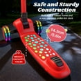 thumbnail image 3 of Light Up 3 Wheel Kick Scooter for Kids Toddlers Girls with LED Sync Lights Flashing Stem & Wide Polka Dot Deck Adjustable Height Music Function Safe Sturdy Folding (Red), 3 of 8