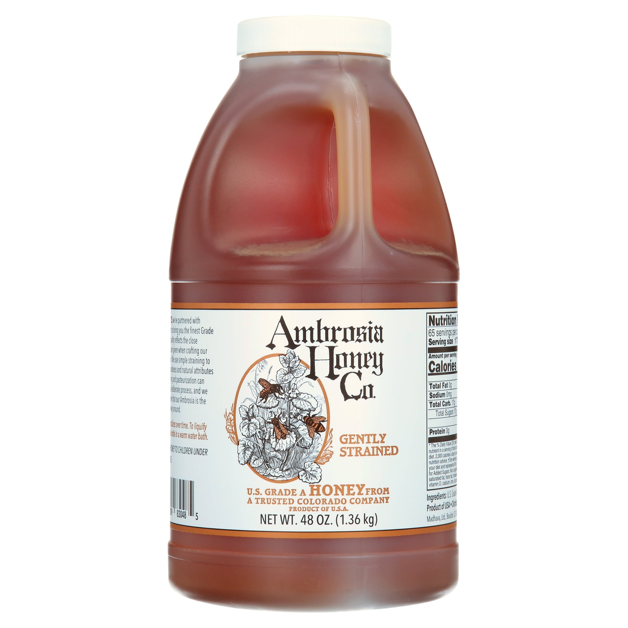 (3 pack) Ambrosia Honey Co., Pure, Raw, & Gently Filtered Honey, Shelf-Stable, 48 fl oz Jug